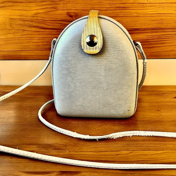 Elan Vintage Shoulder Handbag Hard Shell Faux Snakeskin DAMAGED - Picture 2 of 14